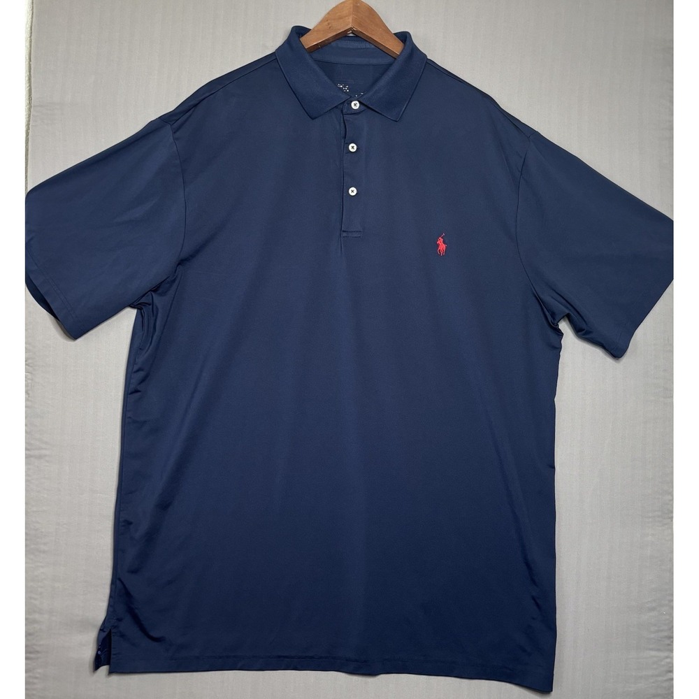 Polo Ralph Lauren Performance Polo Shirt Navy Blue Red Pony Men's [XL/XXL]